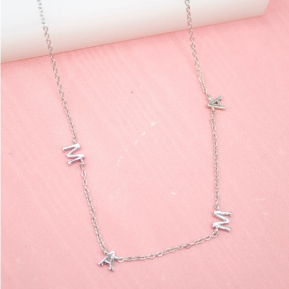 Rhodium Plated MAMA Necklace 16 inches